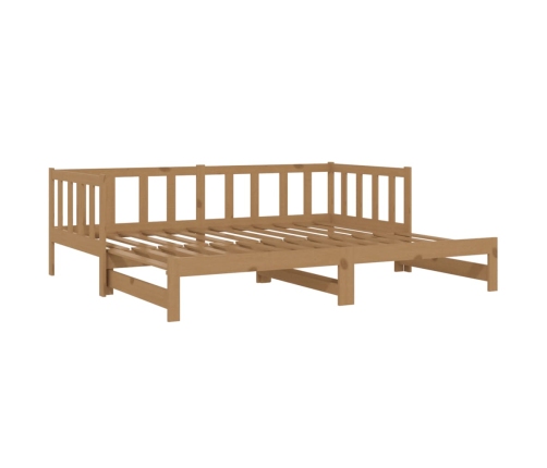 Sofá cama extraíble madera de pino marrón miel 2x(90x200) cm