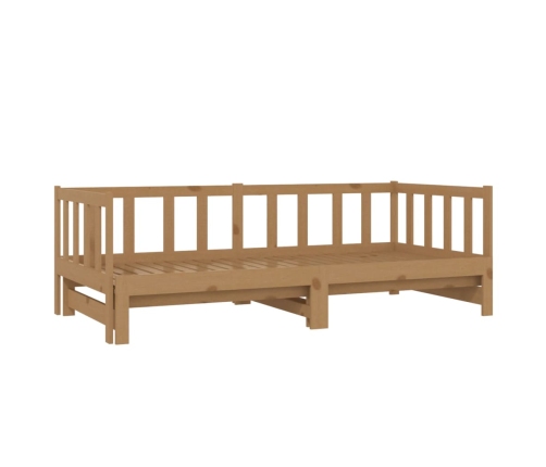 Sofá cama extraíble madera de pino marrón miel 2x(90x200) cm