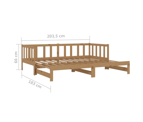 Sofá cama extraíble madera de pino marrón miel 2x(90x200) cm