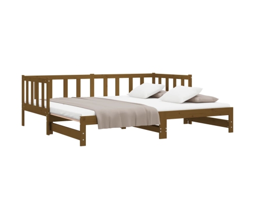 Sofá cama extraíble madera de pino marrón miel 2x(90x200) cm