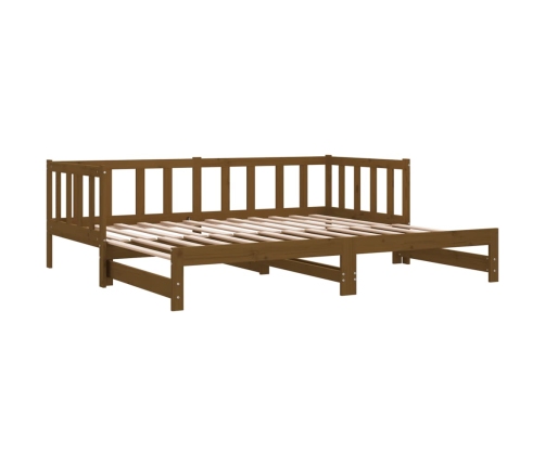 Sofá cama extraíble madera de pino marrón miel 2x(90x200) cm