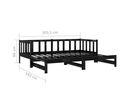 Sofá cama extraíble sin colchón negro 2x(90x200) cm