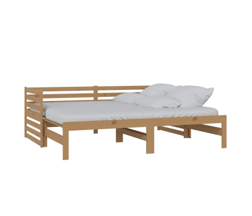 Sofá cama extraíble madera maciza pino marrón miel 2x(90x200)cm