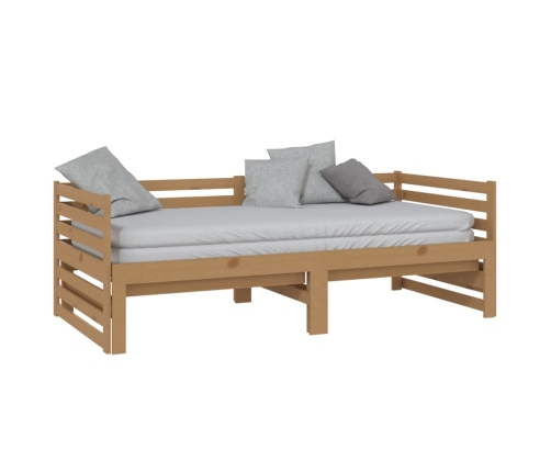 Sofá cama extraíble madera maciza pino marrón miel 2x(90x200)cm