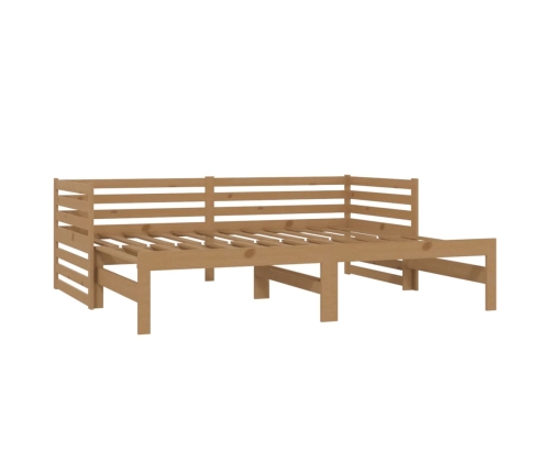 Sofá cama extraíble madera maciza pino marrón miel 2x(90x200)cm