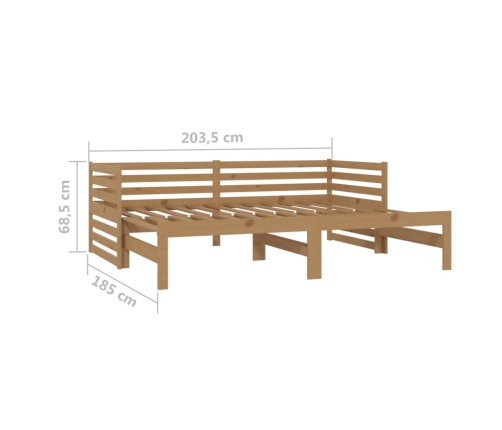 Sofá cama extraíble madera maciza pino marrón miel 2x(90x200)cm