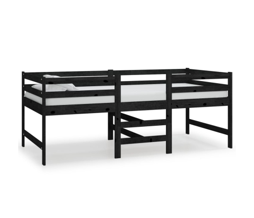 vidaXL Cama media-alta madera maciza de pino negra 90x200 cm