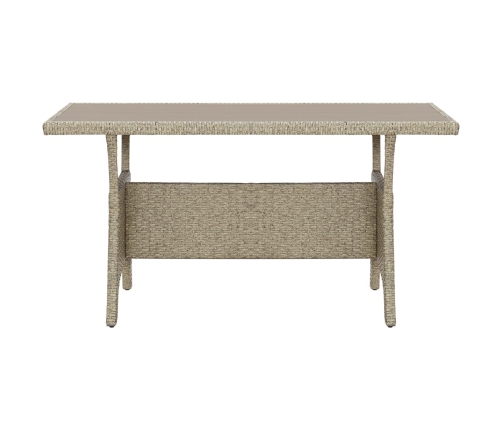 Mesa de jardín de ratán sintético gris 120x70x66 cm