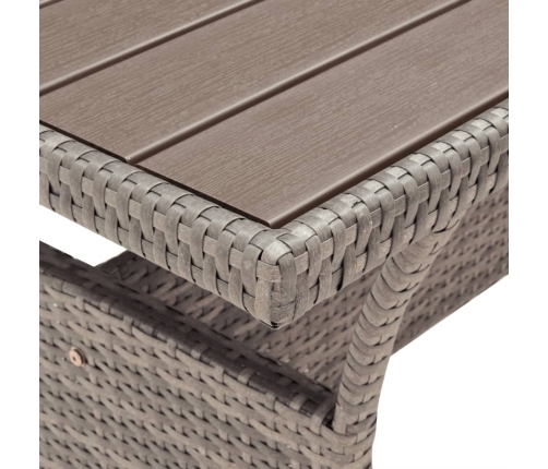 vidaXL Mesa de jardín ratán sintético gris 120x70x66 cm