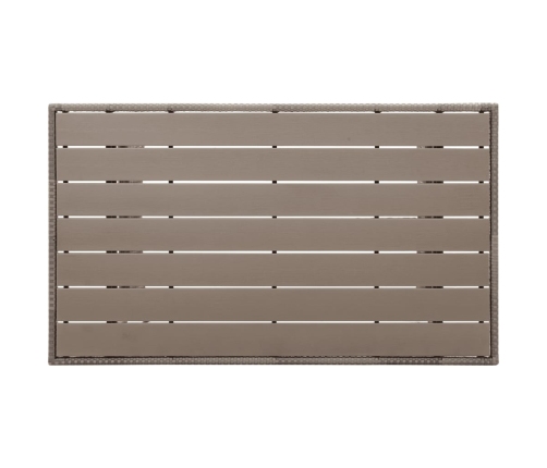 vidaXL Mesa de jardín ratán sintético gris 120x70x66 cm