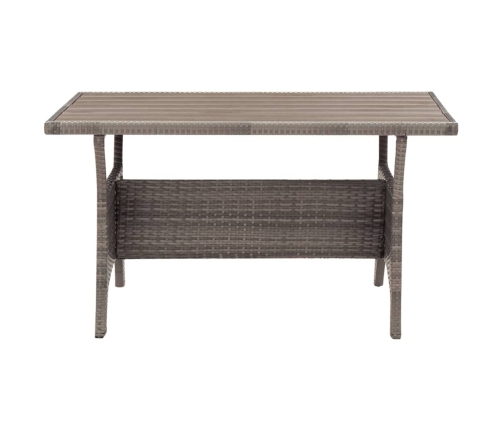 Mesa de jardín ratán sintético gris 120x70x66 cm