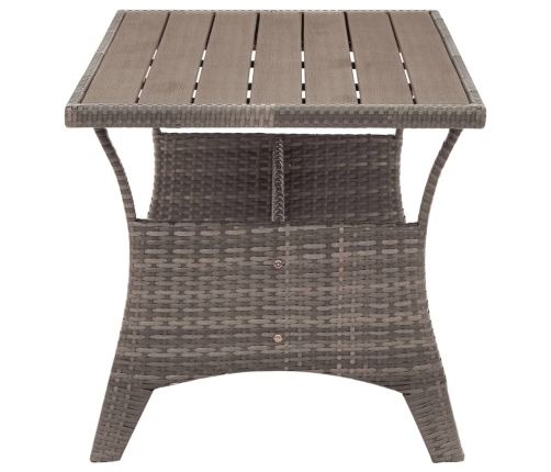 Mesa de jardín ratán sintético gris 120x70x66 cm