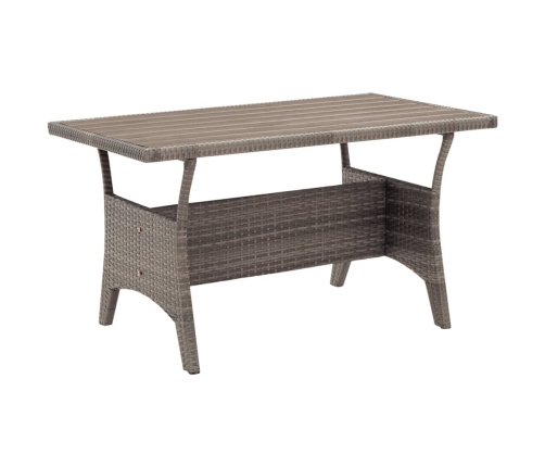 Mesa de jardín ratán sintético gris 120x70x66 cm