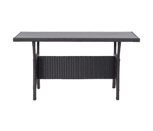 Mesa de jardín ratán sintético negro 120x70x66 cm