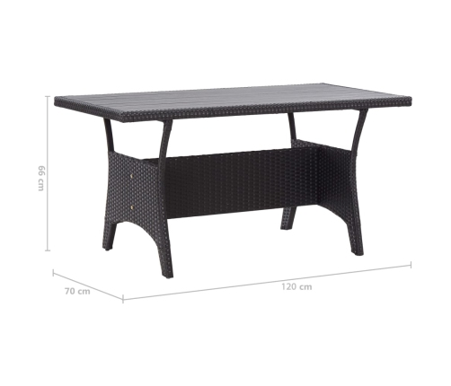 Mesa de jardín ratán sintético negro 120x70x66 cm