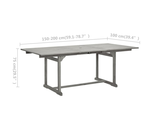 Mesa de comedor jardín madera maciza acacia (150-200)x100x75cm