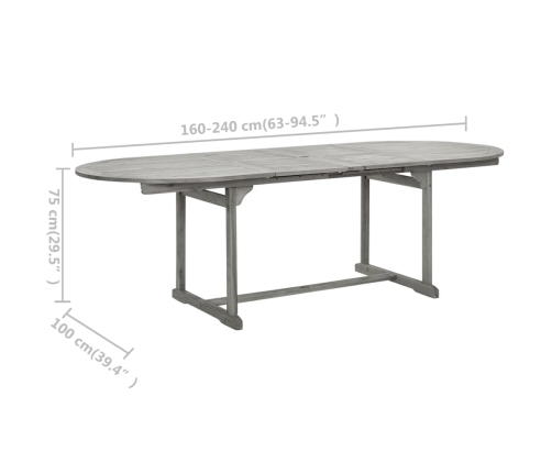 Mesa de comedor jardín madera maciza acacia (160-240)x100x75 cm