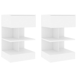 Mesitas de noche 2 uds madera contrachapada blanco 40x35x65 cm