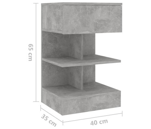 vidaXL Mesita de noche de aglomerado gris hormigón 40x35x65 cm