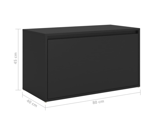 Banco de pasillo de madera de ingeniería negro 80x40x45 cm