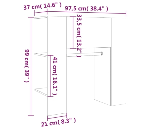 Mueble de recibidor madera de ingeniería blanco 97,5x37x99 cm