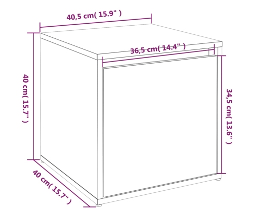 Cajón taburete madera contrachapada blanco brillo 40,5x40x40 cm