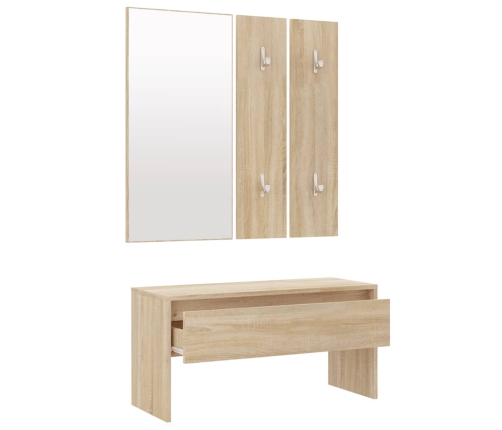 Set de muebles de recibidor madera contrachapada roble Sonoma