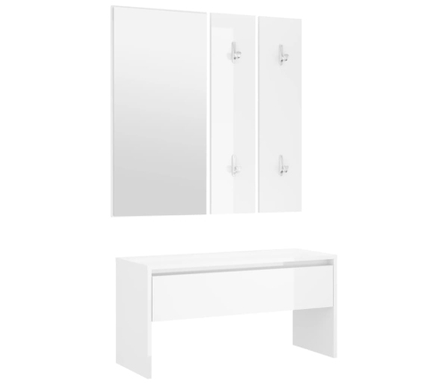 Set de muebles de recibidor madera contrachapada blanco brillo