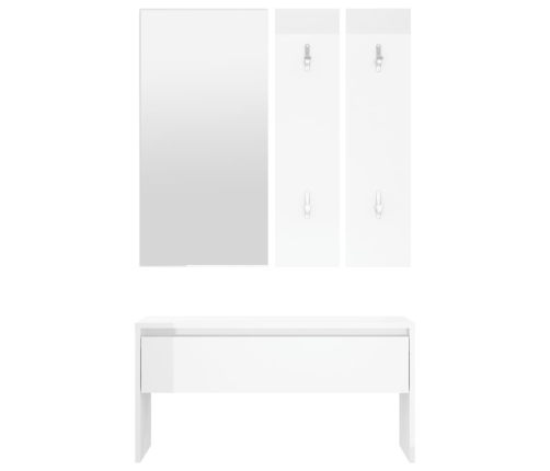 Set de muebles de recibidor madera contrachapada blanco brillo