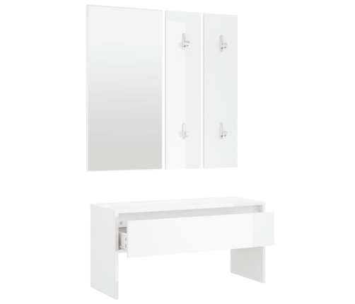 Set de muebles de recibidor madera contrachapada blanco brillo