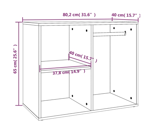 Mueble vestidor madera contrachapada blanco 80x40x65 cm