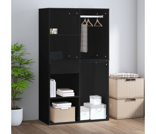 Mueble de vestidor madera de ingeniería negro 80x40x65 cm