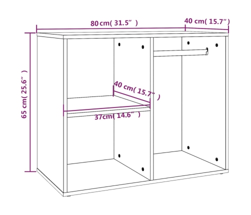 Mueble de vestidor madera de ingeniería negro 80x40x65 cm