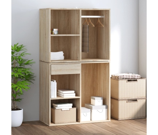 Mueble vestidor madera contrachapada roble Sonoma 80x40x65 cm