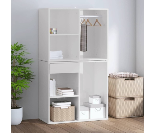 Mueble vestidor madera contrachapada blanco brillo 80x40x65 cm