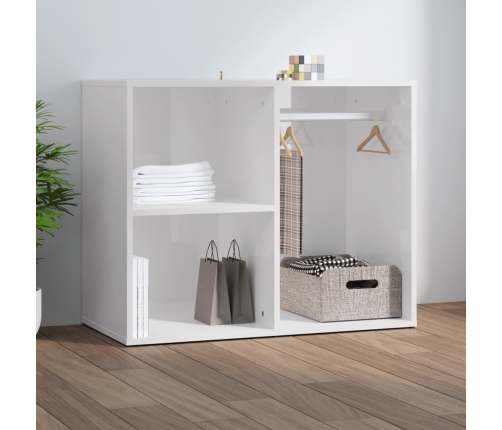 Mueble vestidor madera contrachapada blanco brillo 80x40x65 cm