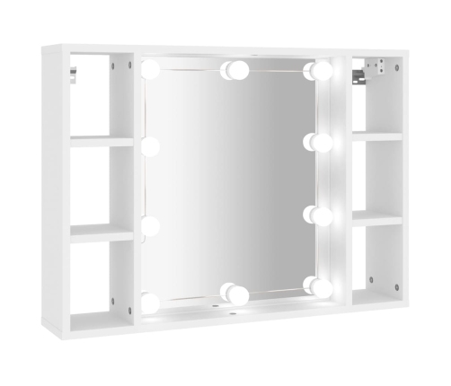 Mueble con espejo y luces LED blanco 76x15x55 cm