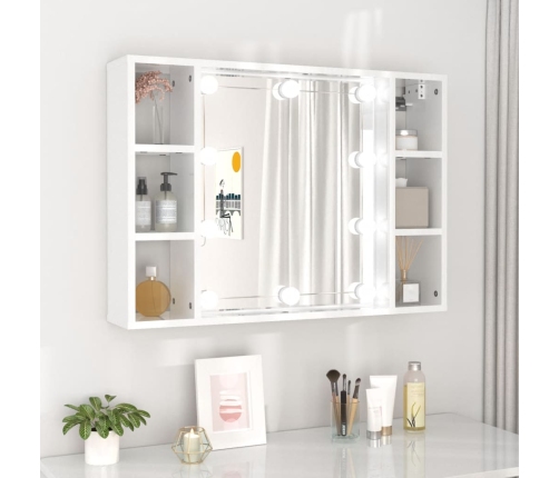 Mueble con espejo y LED blanco brillante 76x15x55 cm