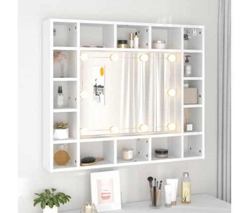 Mueble con espejo y LED blanco 91x15x76,5 cm