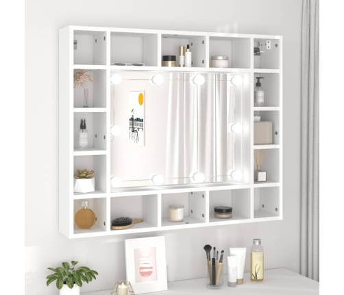 Mueble con espejo y LED blanco 91x15x76,5 cm