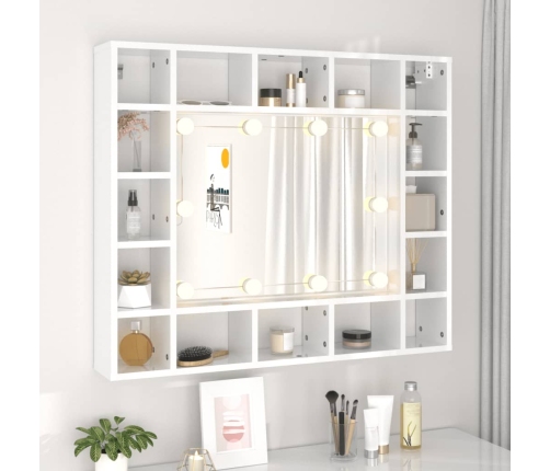 Mueble con espejo y LED blanco brillante 91x15x76,5 cm