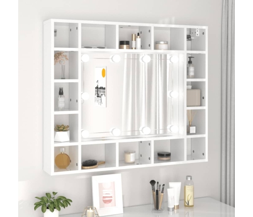 Mueble con espejo y LED blanco brillante 91x15x76,5 cm