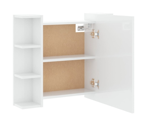 Mueble con espejo y luces LED blanco brillante 70x16,5x60 cm