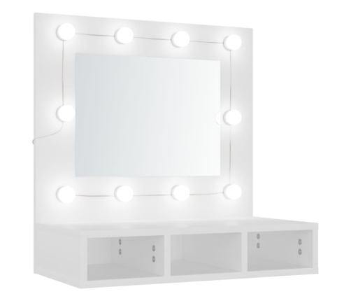 Mueble con espejo y luces LED blanco 60x31,5x62 cm