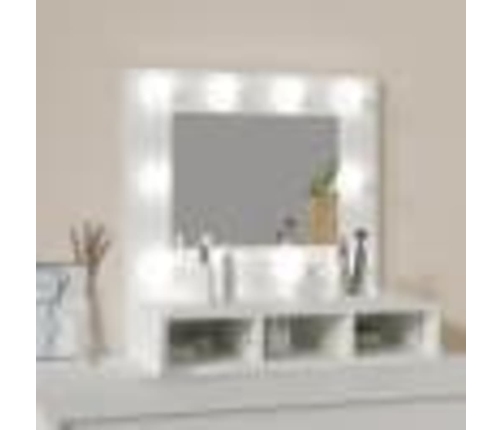 Mueble con espejo y luces LED blanco 60x31,5x62 cm