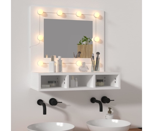 Mueble con espejo y luces LED blanco 60x31,5x62 cm