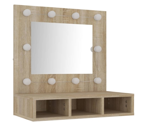 Mueble con espejo y luces LED roble Sonoma 60x31,5x62 cm