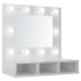 Mueble con espejo y luces LED blanco brillante 60x31,5x62 cm