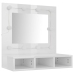 Mueble con espejo y luces LED blanco brillante 60x31,5x62 cm