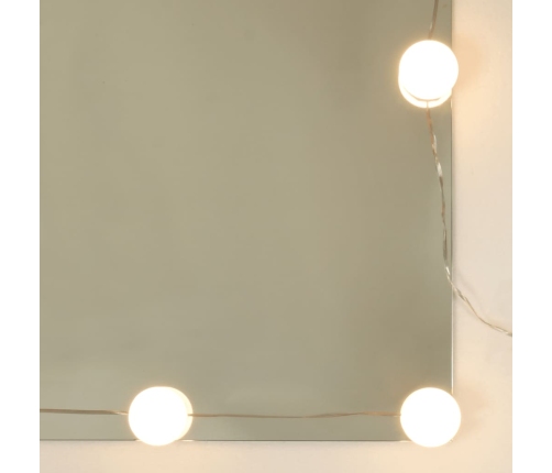 Mueble con espejo y luces LED blanco brillante 60x31,5x62 cm